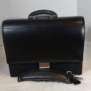 Zero Halliburton Black Leather/Fabric Briefcase/ Document Case Bag Men/Unisex